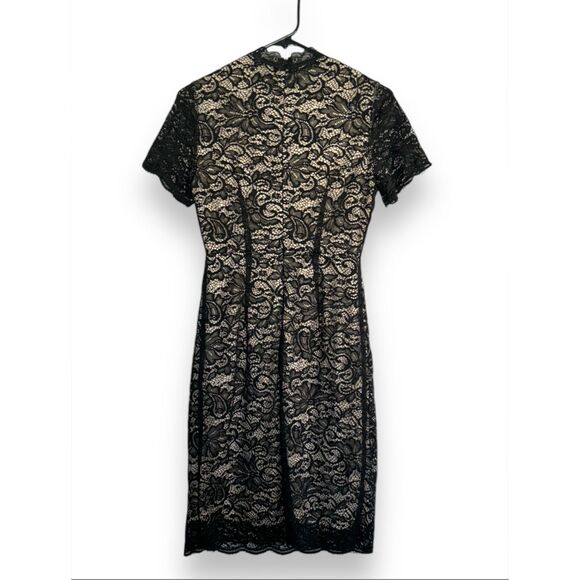 Baltic Born Polagram Womens Sz S sheer floral lace high neck lined sheath  dress - mordernwear.com